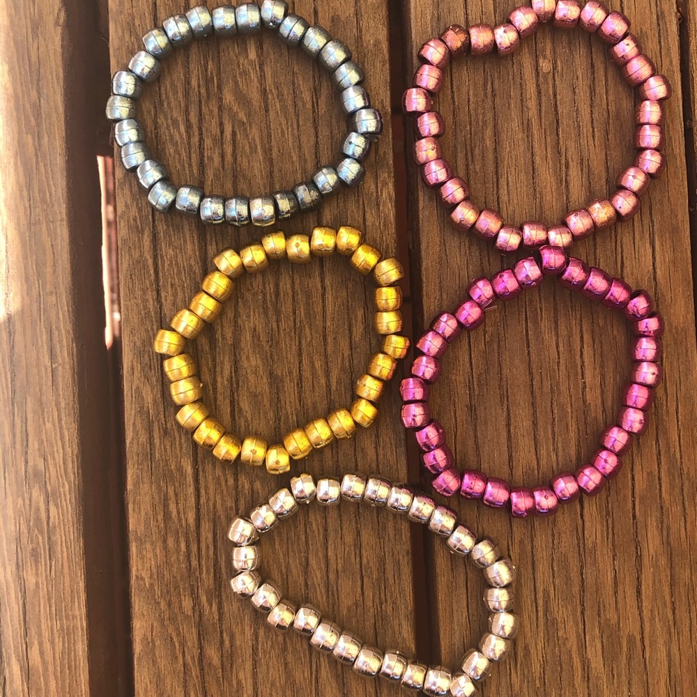 5 Metallic pony bead bracelet set